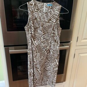 J. McLaughlin Abstract Brown and White Dress